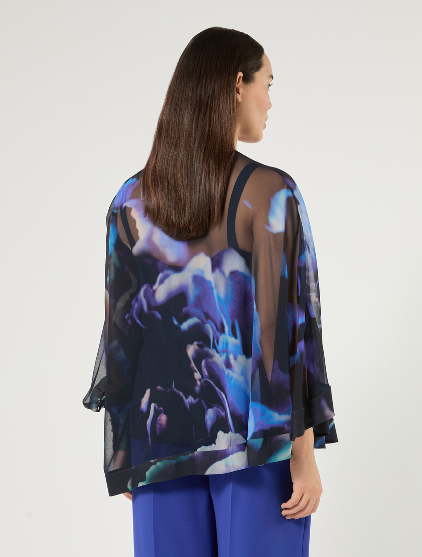 Pure silk georgette blouse - NAVY - Marina Rinaldi - 4