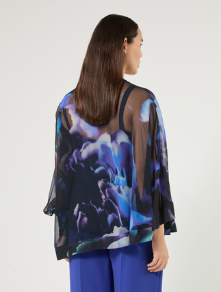 Pure silk georgette blouse - NAVY - Marina Rinaldi - 4