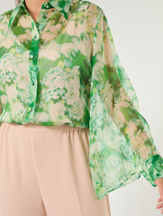 Pure silk organza shirt - EMERALD - Marina Rinaldi - 5