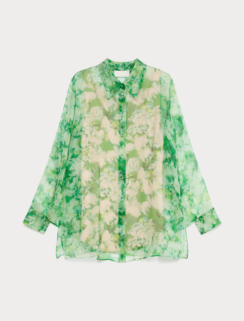 Pure silk organza shirt - EMERALD - Marina Rinaldi