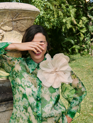 Pure silk organza shirt - EMERALD