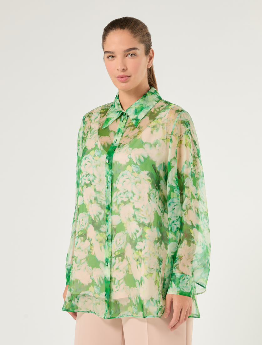 Pure silk organza shirt - EMERALD - Marina Rinaldi - 3