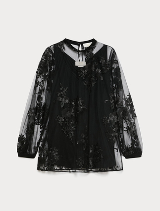 Embroidered tulle blouse - Marina Rinaldi