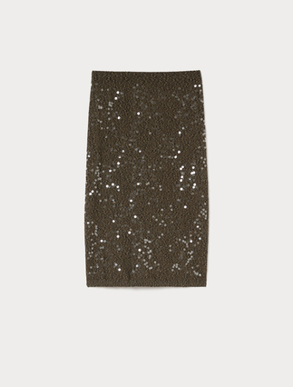 Sequin-adorned bouclé yarn skirt - Marina Rinaldi