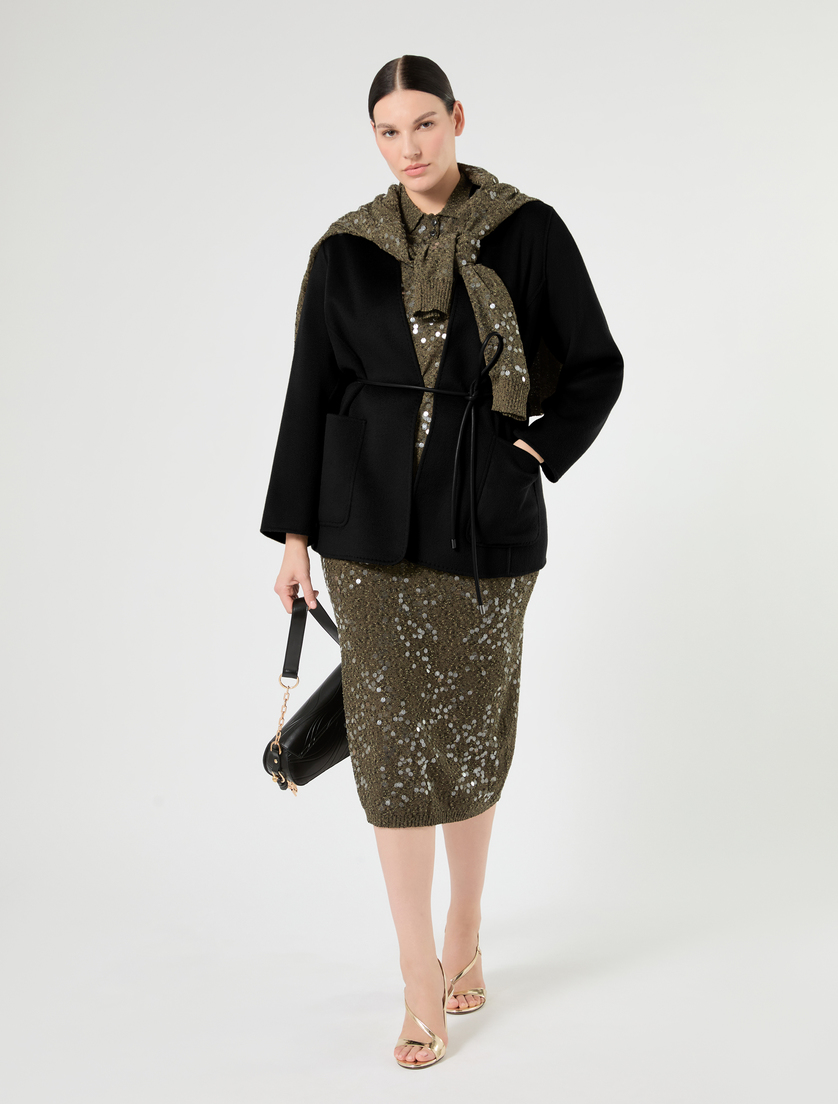 Sequin-adorned bouclé yarn skirt - Marina Rinaldi