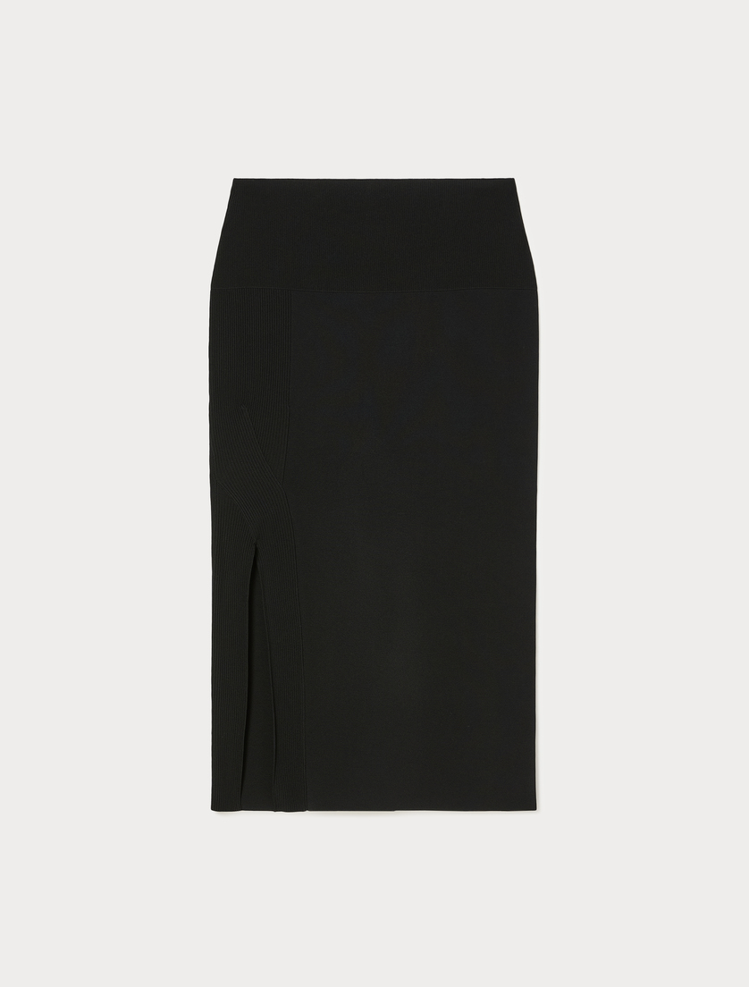Viscose calf-length skirt - BLACK - Marina Rinaldi
