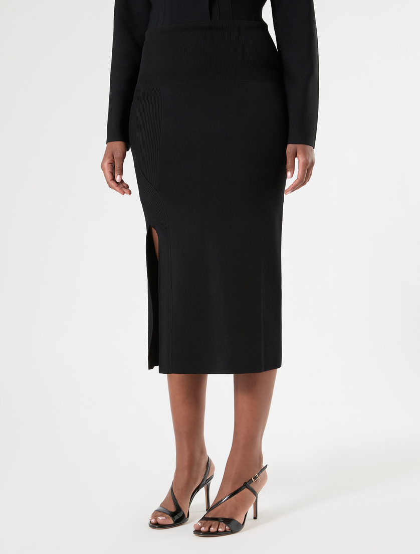Viscose calf-length skirt - BLACK - Marina Rinaldi - 3