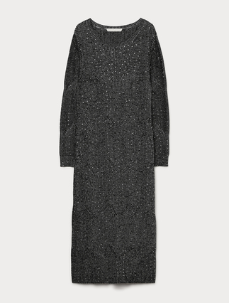 Robe en maille avec strass - NOIR BLANC - Marina Rinaldi - 1