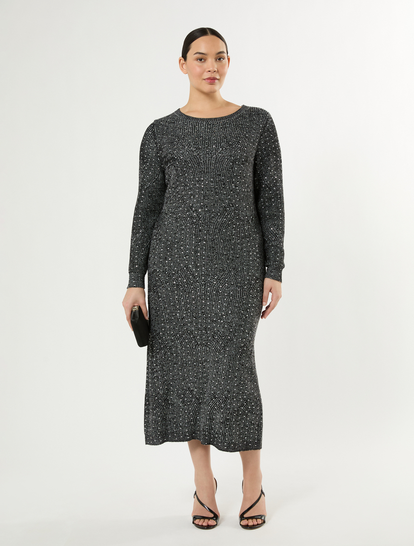 Robe en maille avec strass - NOIR BLANC - Marina Rinaldi - 2
