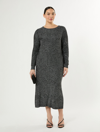 Robe en maille avec strass - NOIR BLANC - Marina Rinaldi - 2