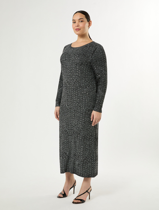 Robe en maille avec strass - NOIR BLANC
