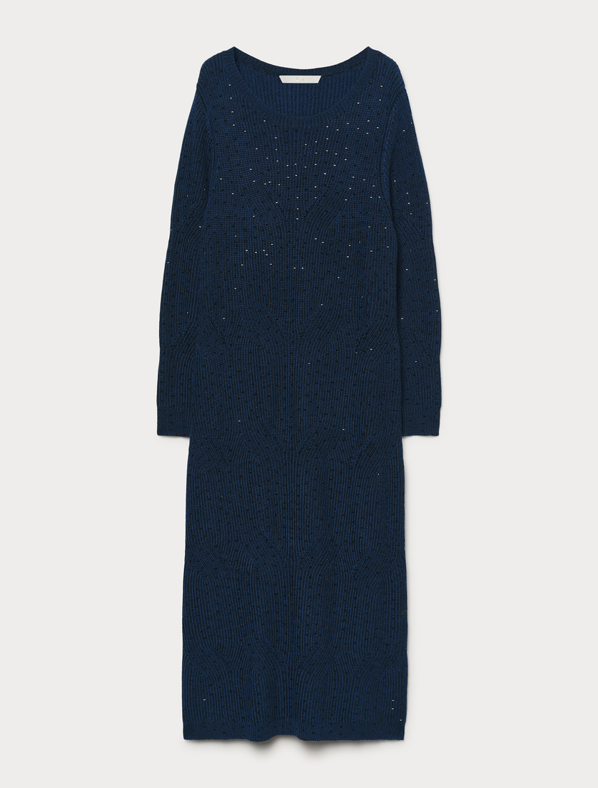 Knit dress with rhinestones - BLUE/BLACK - Marina Rinaldi