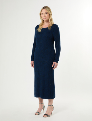 Robe en maille avec strass - BLEU/NOIR