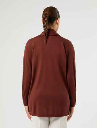 Wool, silk and cashmere cardigan - BRICK RED - Marina Rinaldi - 4