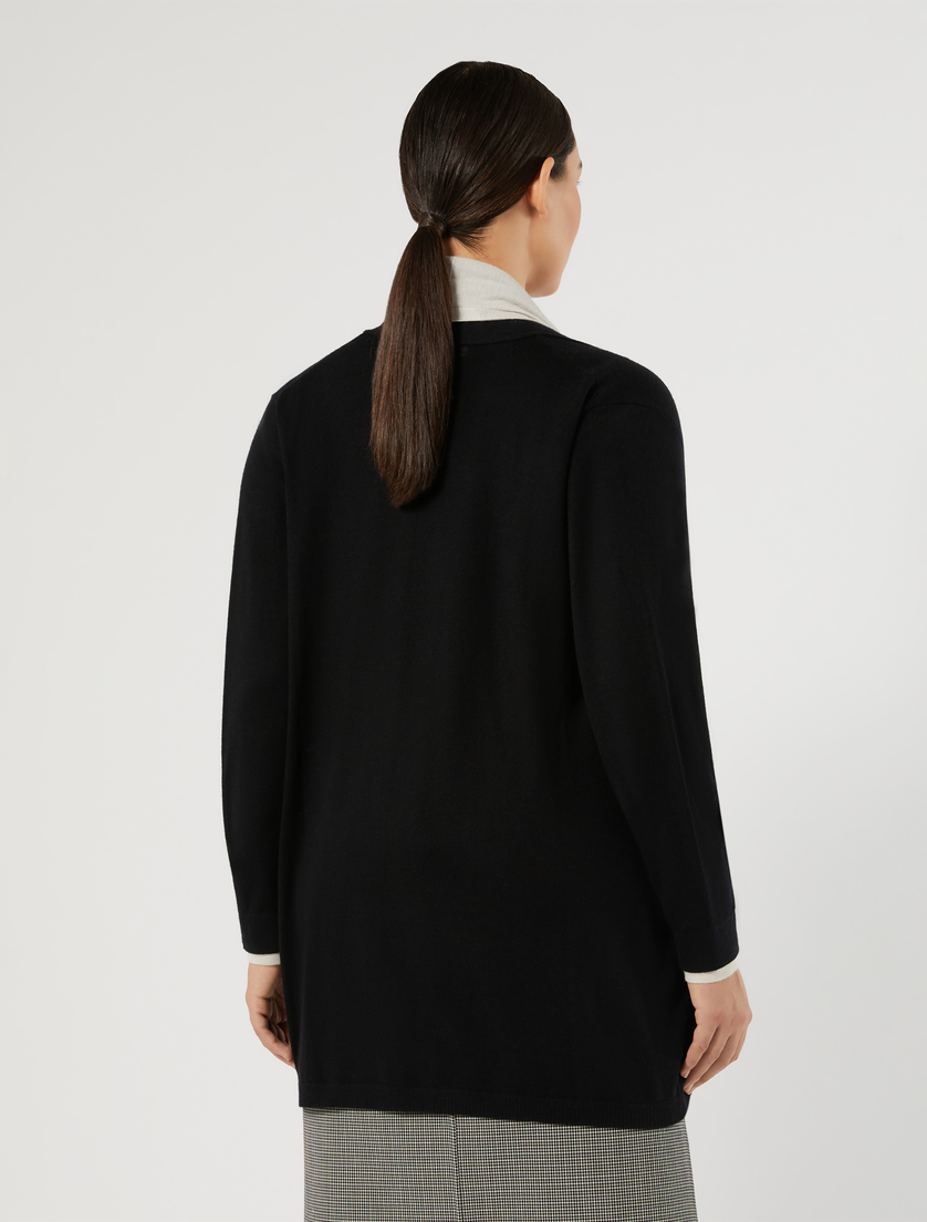 Wool, silk and cashmere cardigan - BLACK WHITE - Marina Rinaldi - 4