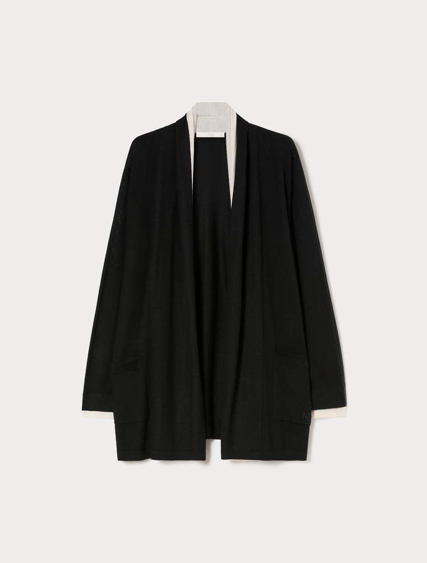 Wool, silk and cashmere cardigan - BLACK WHITE - Marina Rinaldi