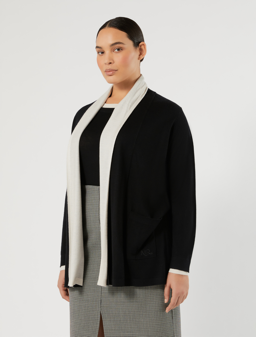 Wool, silk and cashmere cardigan - BLACK WHITE - Marina Rinaldi - 3
