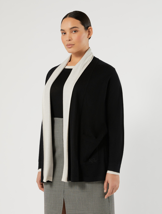 Wool, silk and cashmere cardigan - BLACK WHITE - Marina Rinaldi - 3