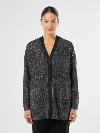 Rhinestone cardigan - BLACK WHITE - Marina Rinaldi - 3