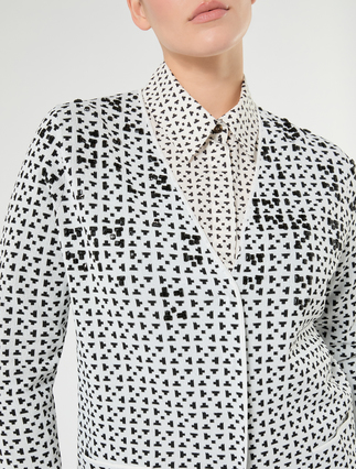 Embroidered jacquard viscose cardigan - WHITE BLACK - Marina Rinaldi - 5