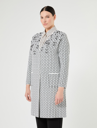 Embroidered jacquard viscose cardigan - WHITE BLACK