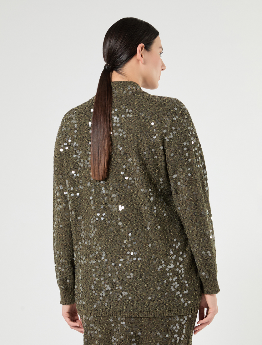 Bouclé yarn cardigan with sequins - KAKI - Marina Rinaldi - 4
