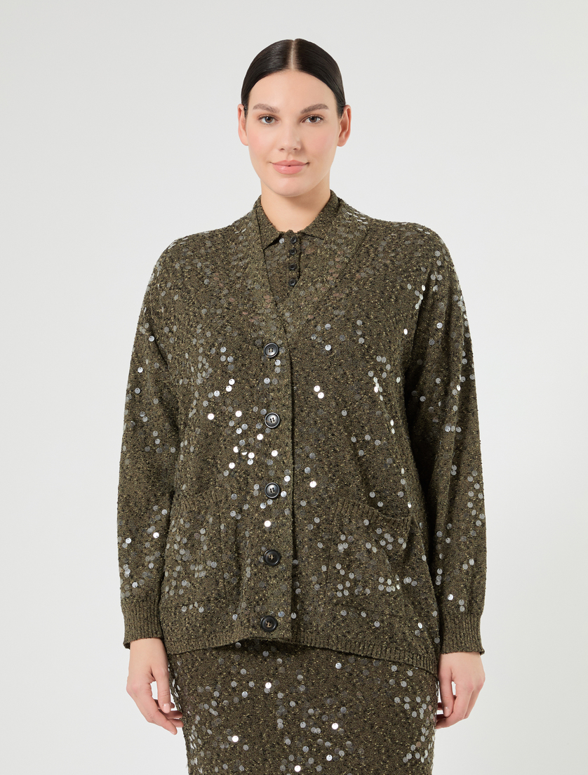 Bouclé yarn cardigan with sequins - KAKI - Marina Rinaldi - 3