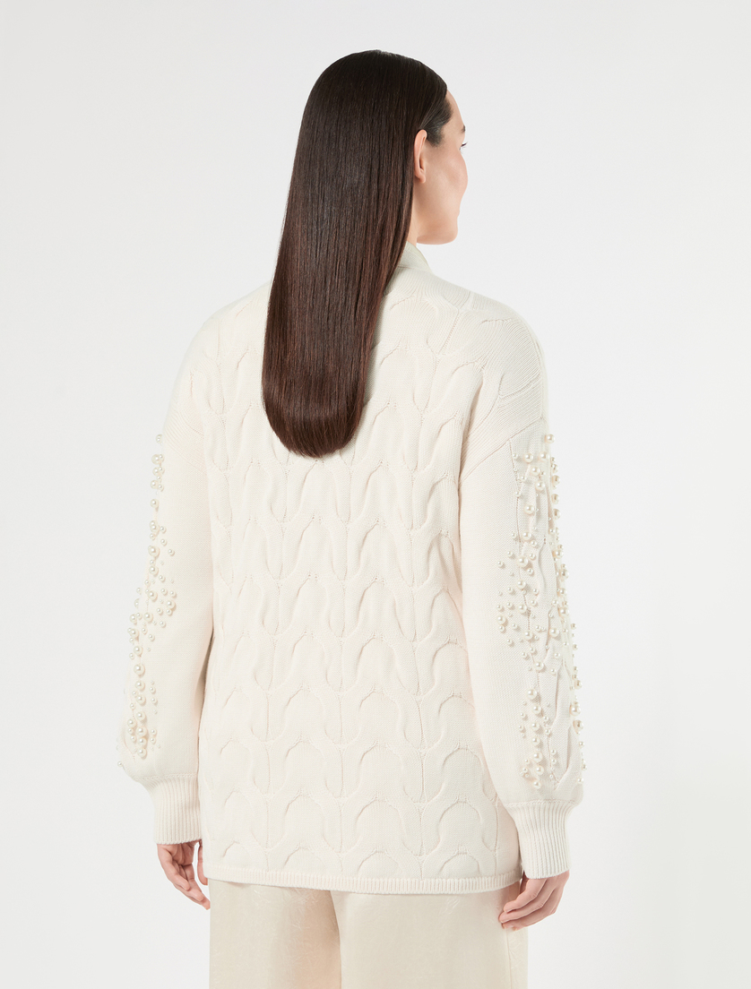 Cable-knit cardigan with pearl detail - KOŚĆ SŁONIOWA - Marina Rinaldi - 4