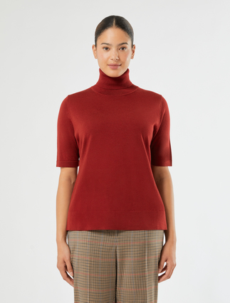 Wool polo-neck sweater - RED