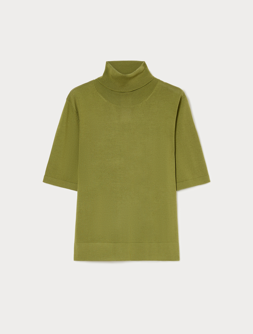 Wool polo-neck sweater - OLIVE GREEN - Marina Rinaldi