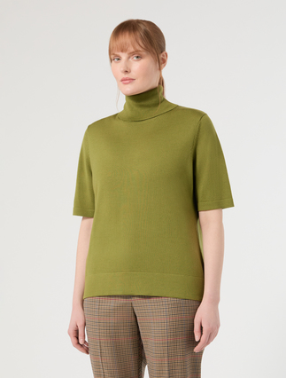 Wool polo-neck sweater - OLIVE GREEN