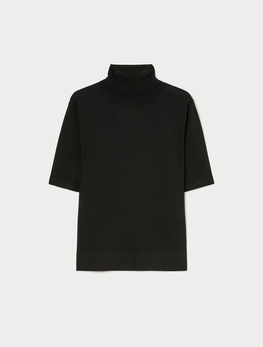 Wool polo-neck sweater - BLACK - Marina Rinaldi