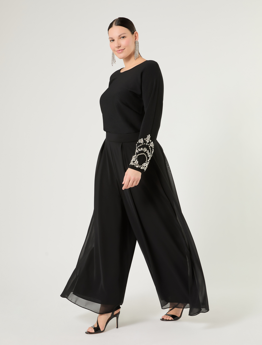 Sweter z wiskozy z haftem - Marina Rinaldi
