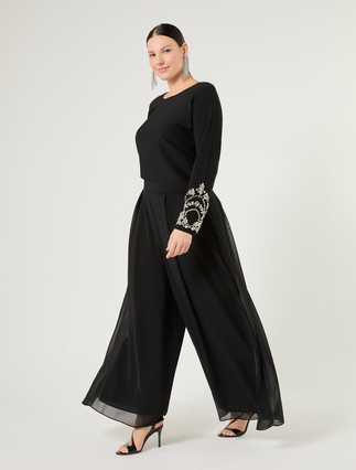 Sweter z wiskozy z haftem - Marina Rinaldi