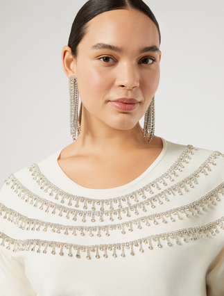 Maglia in viscosa con ricamo - BIANCO AVORIO - Marina Rinaldi - 5