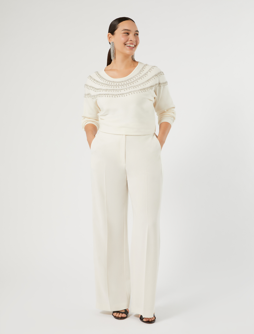 Maglia in viscosa con ricamo - BIANCO AVORIO - Marina Rinaldi - 2