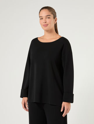 Matte viscose sweater - BLACK - Marina Rinaldi - 3
