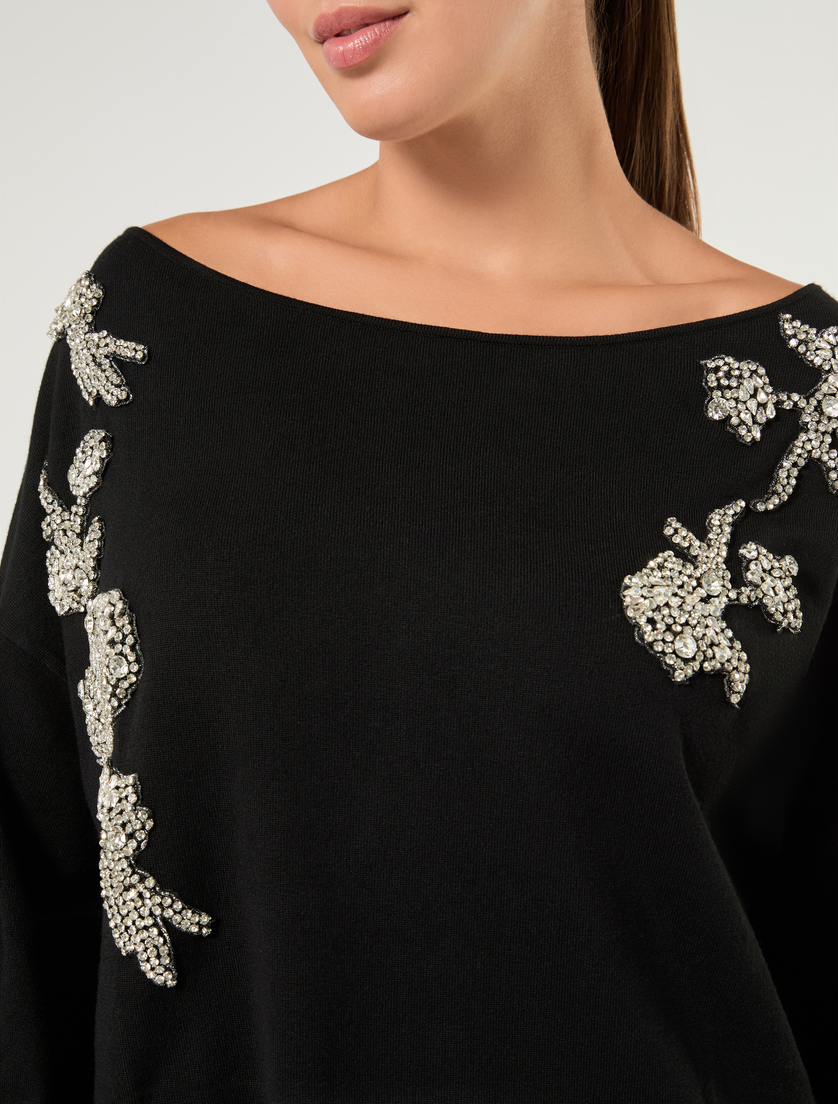 Embroidered viscose sweater - BLACK - Marina Rinaldi - 5