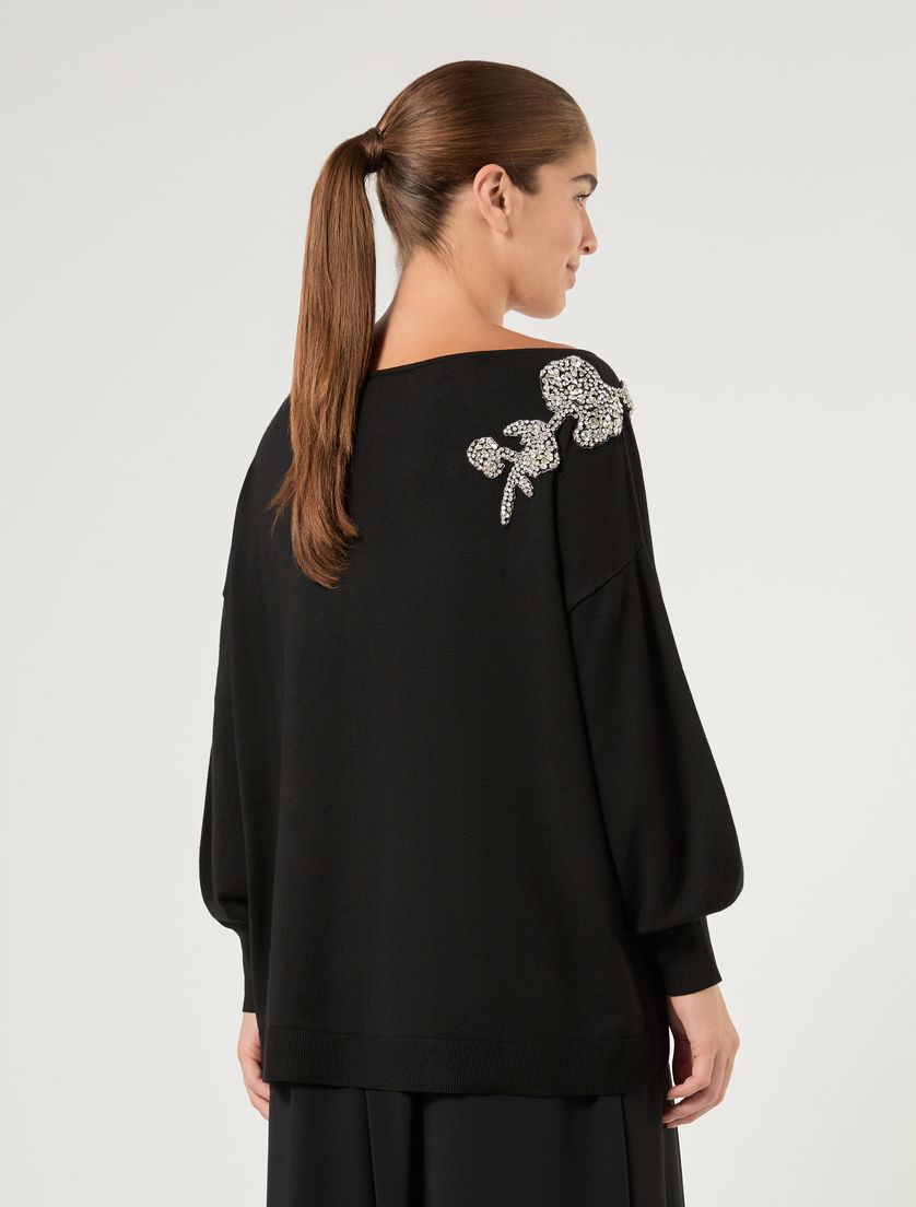Embroidered viscose sweater - BLACK - Marina Rinaldi - 4
