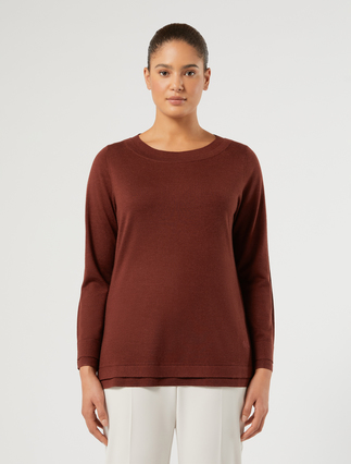 Wool, silk and cashmere sweater - BRICK RED
