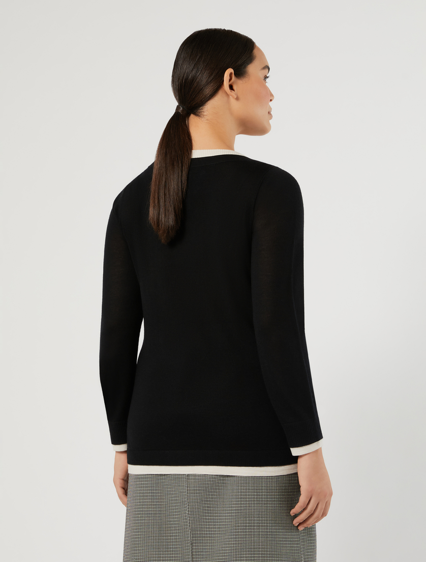 Maglia in lana, seta e cachemire - NERO BIANCO - Marina Rinaldi - 4