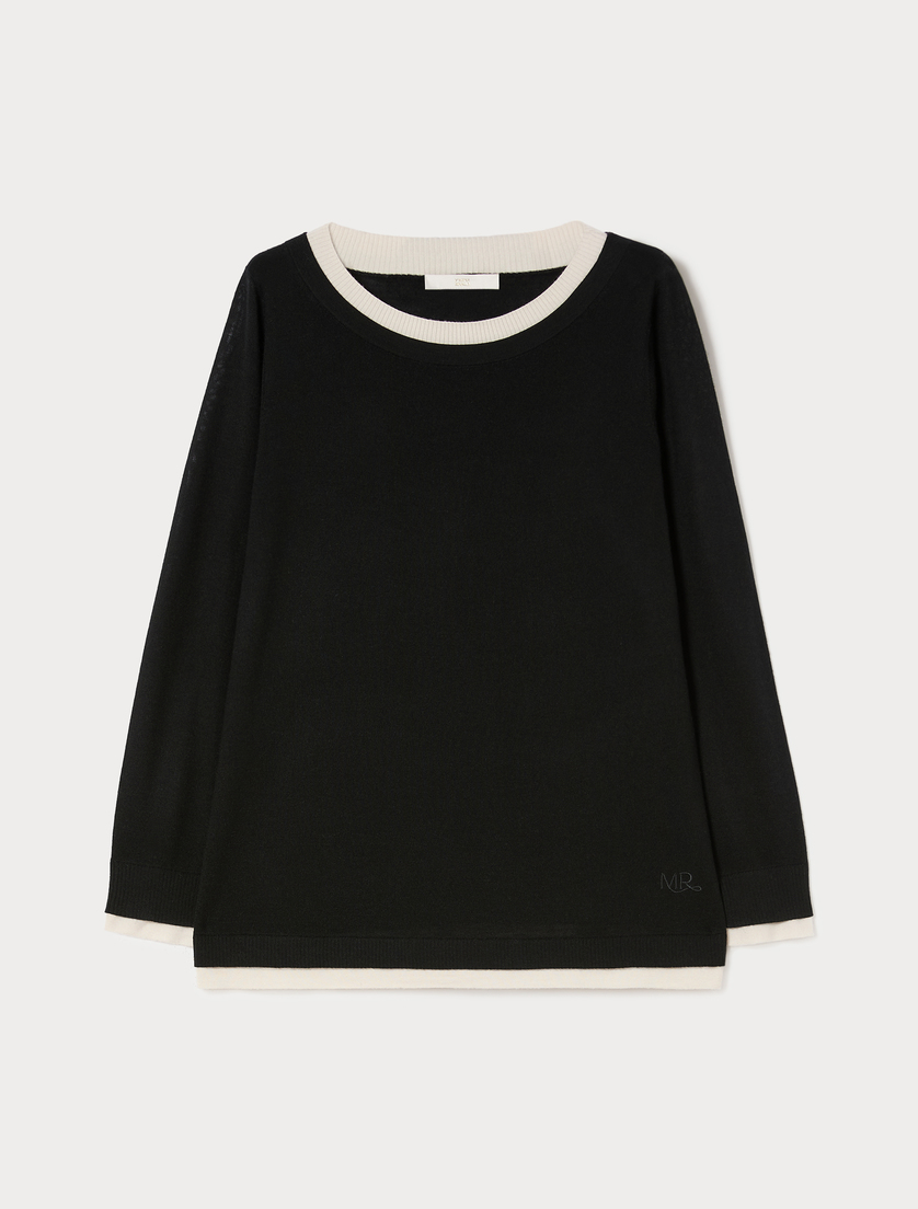 Maglia in lana, seta e cachemire - NERO BIANCO - Marina Rinaldi