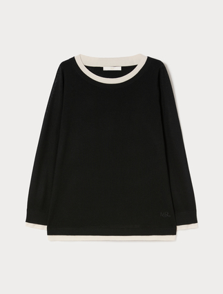 Maglia in lana, seta e cachemire - NERO BIANCO - Marina Rinaldi - 1