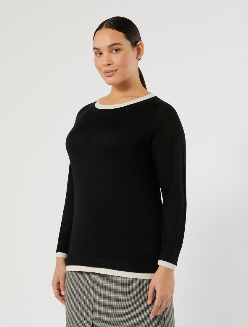 Maglia in lana, seta e cachemire - NERO BIANCO - Marina Rinaldi - 3