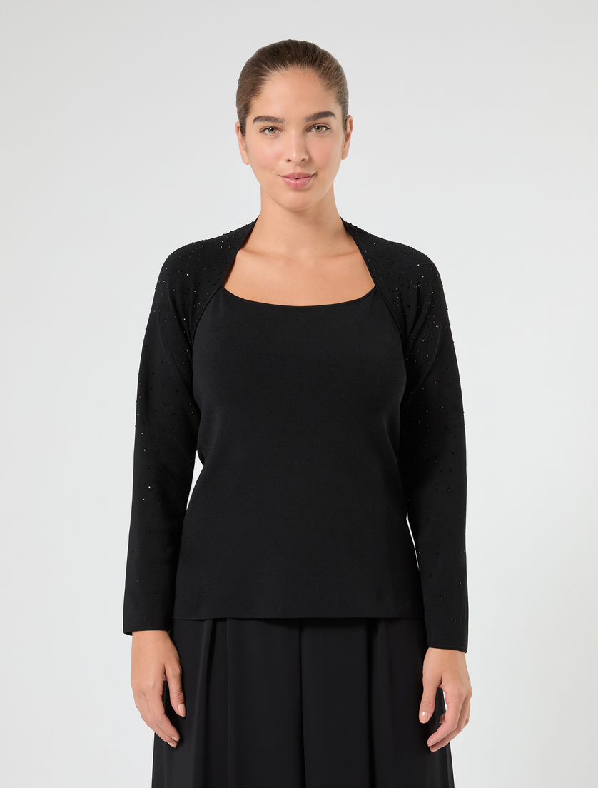 Embroidered viscose sweater - BLACK - Marina Rinaldi - 3