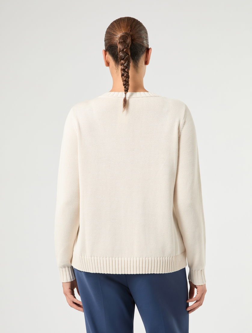 Patch-detail cotton sweater - WHITE - Marina Rinaldi - 4