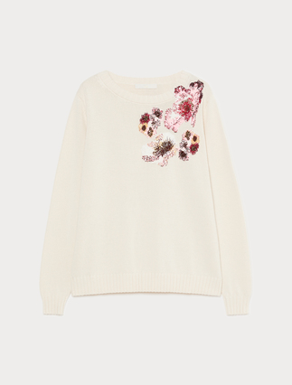 Patch-detail cotton sweater - Marina Rinaldi
