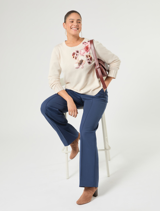 Patch-detail cotton sweater - Marina Rinaldi