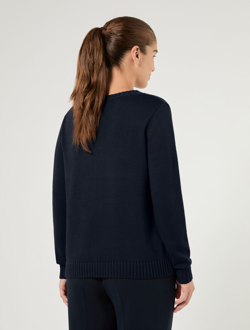 Patch-detail cotton sweater - MIDNIGHTBLUE - Marina Rinaldi - 4