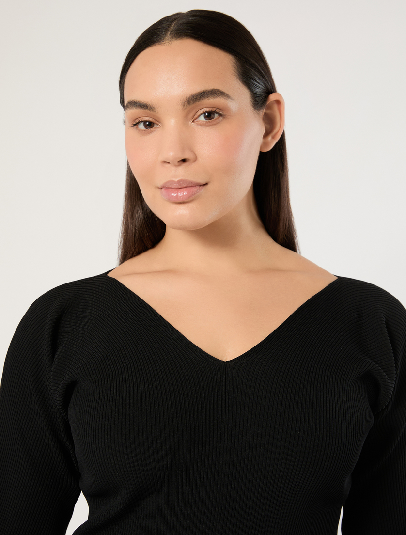 Stretch viscose sweater - BLACK - Marina Rinaldi - 5